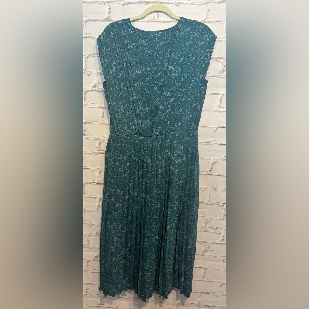 Dear Drew by Drew Barrymore Impressionist Pleater V-Neck Midi Dress – Size 4 - Picture 4 of 7